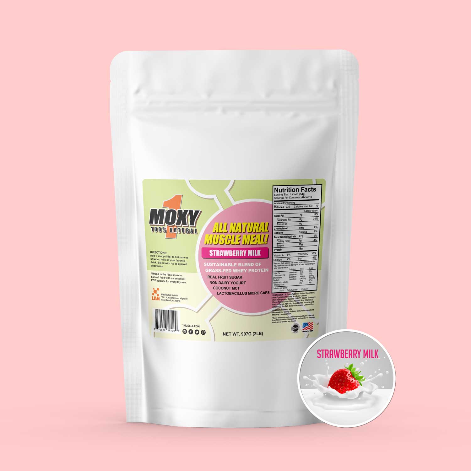 1MOXY STRAWBERRY MILK [ALL NATURAL] 907G