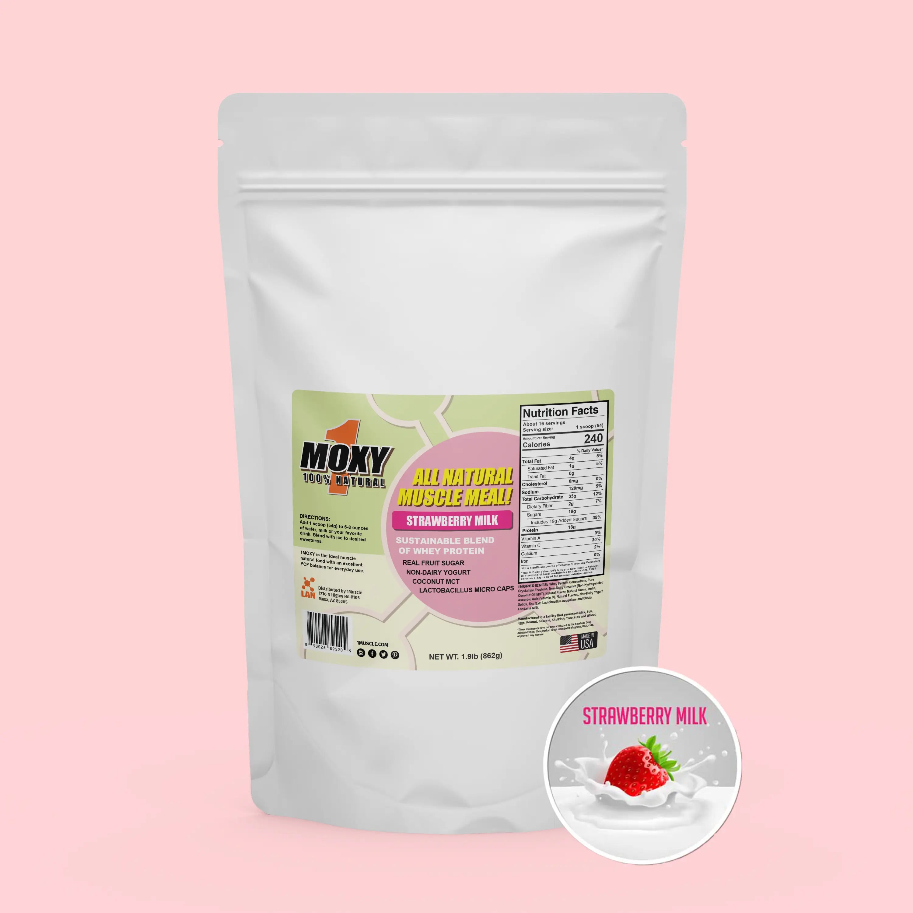 1MOXY STRAWBERRY MILK [ALL NATURAL] 862G LAN