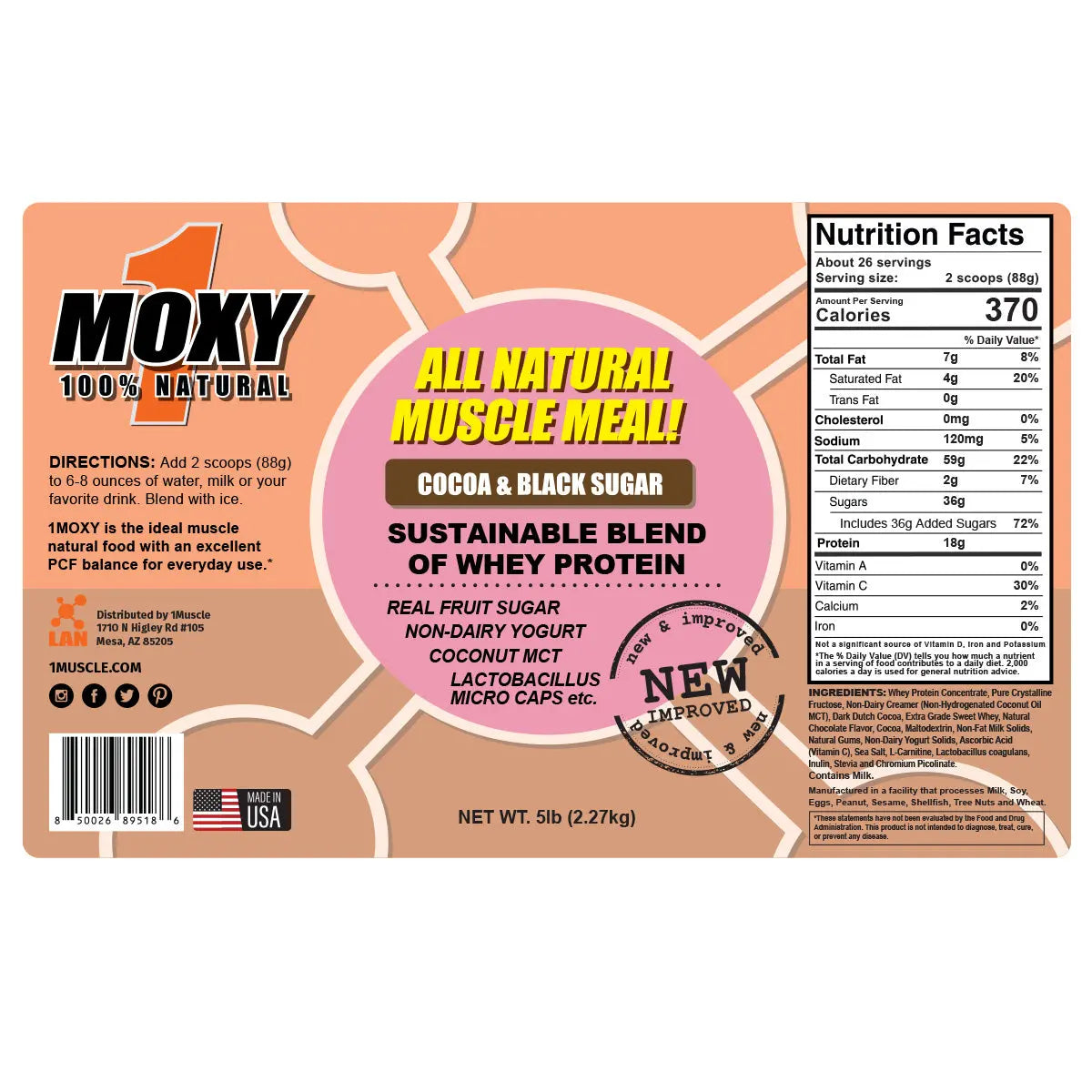 1モクシー／1MOXY COCOA & BLACK SUGAR [ALL NATURAL] 2.27KG LAN