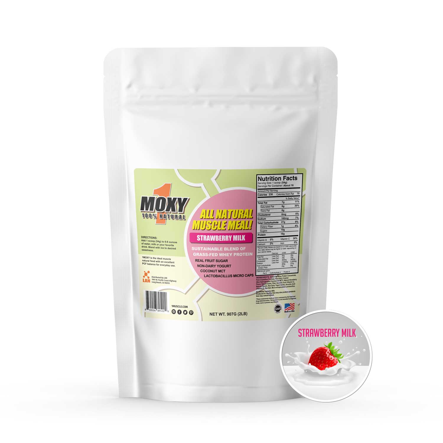 1MOXY STRAWBERRY MILK [ALL NATURAL] 907G